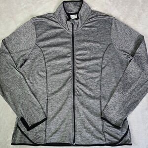 Danskin Now Womens Full Zip Athletic Jacket Gray Performance Golf Tennis Sz XXL